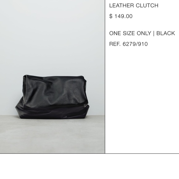 Zara Leather Black Fold-over Clutch - Picture 2 of 11